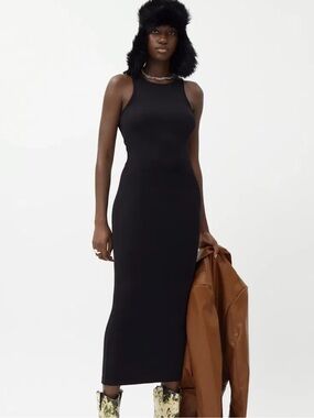 Weekday Stella Short Black Sleeveless Tank Midi Dress Sz Medium
